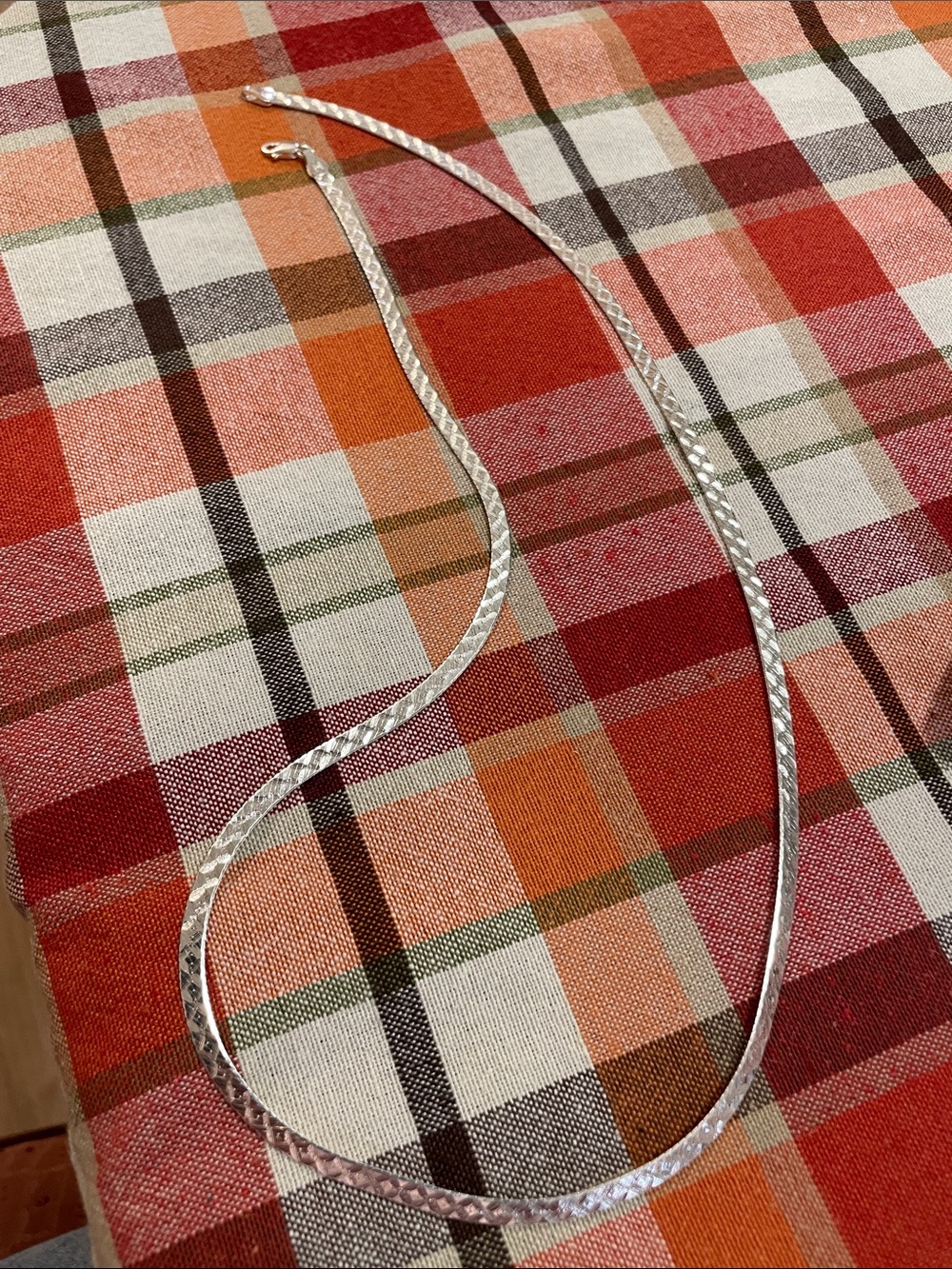 Sterling Silver Herringbone Watch Chain Necklace - Silver